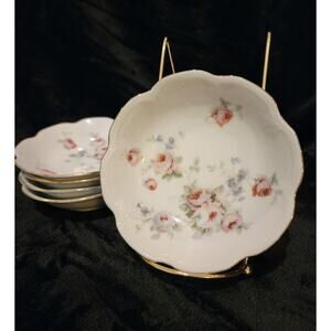 Vintage Porcelain Fruit Bowl Roman V Bavaria Rose Pattern Gold Trim Germany 5
